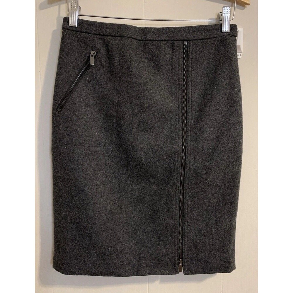 J CREW Womens Size 0 The Pencil Skirt Wool Blend Grey Zip Lined